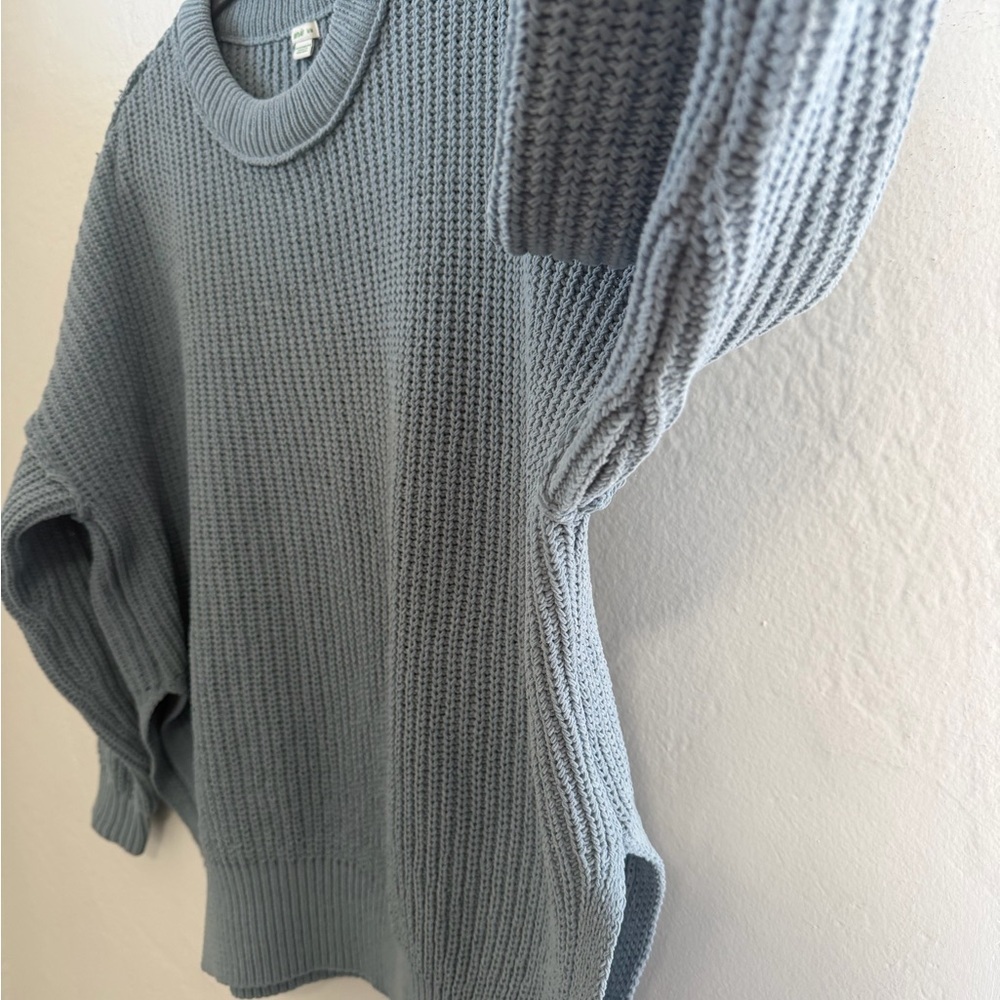 Aerie Oversized Blue Knit Sweater Slouchy Cozy Medium - Picture 4 of 12